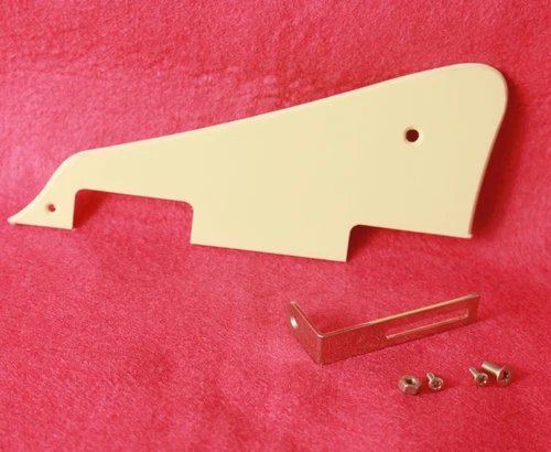 Cream Pickguard For Gibson Les Paul w/ Hosco Nickel Bracket #003