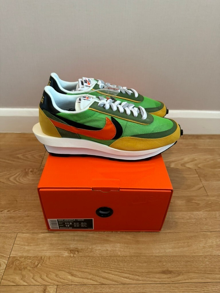SACAI X NIKE Nike Sacai LD Waffle Green Gusto Safety Orange UK10.5 US11.5 EU45.5 BV0073 300