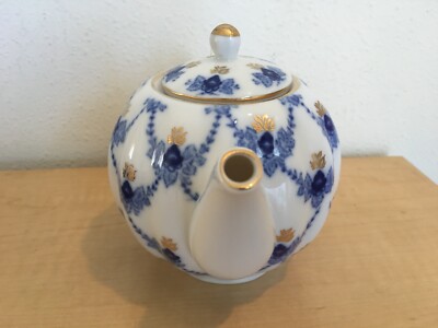 ポット　ロモノーソフ VINTAGE LOMONOSOV 1744 RUSSIA BLUE & GOLD PORCELAIN TEA POT