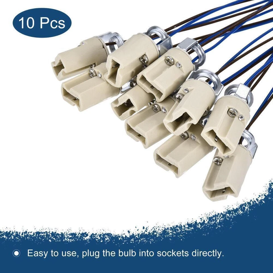 10pcs G9 Bulb Socket AC250V 2A15cm Wire Lamp Holder with Bracket Ceramics White - Image 4 of 4