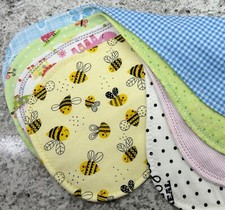 Flannel Burp Cloths  4 pack  Triple Layered  Contoured  8.5"x 20"  Stitched