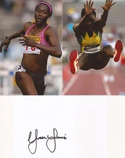 ATHLETICS: YVETTE LEWIS SIGNED 6x4 WHITECARD+2 UNSIGNED PHOTOS+COA *USA*