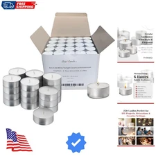 Tea Light Candles in Metal Cups - 6 Hours Clean, Long Burning White Unscented...