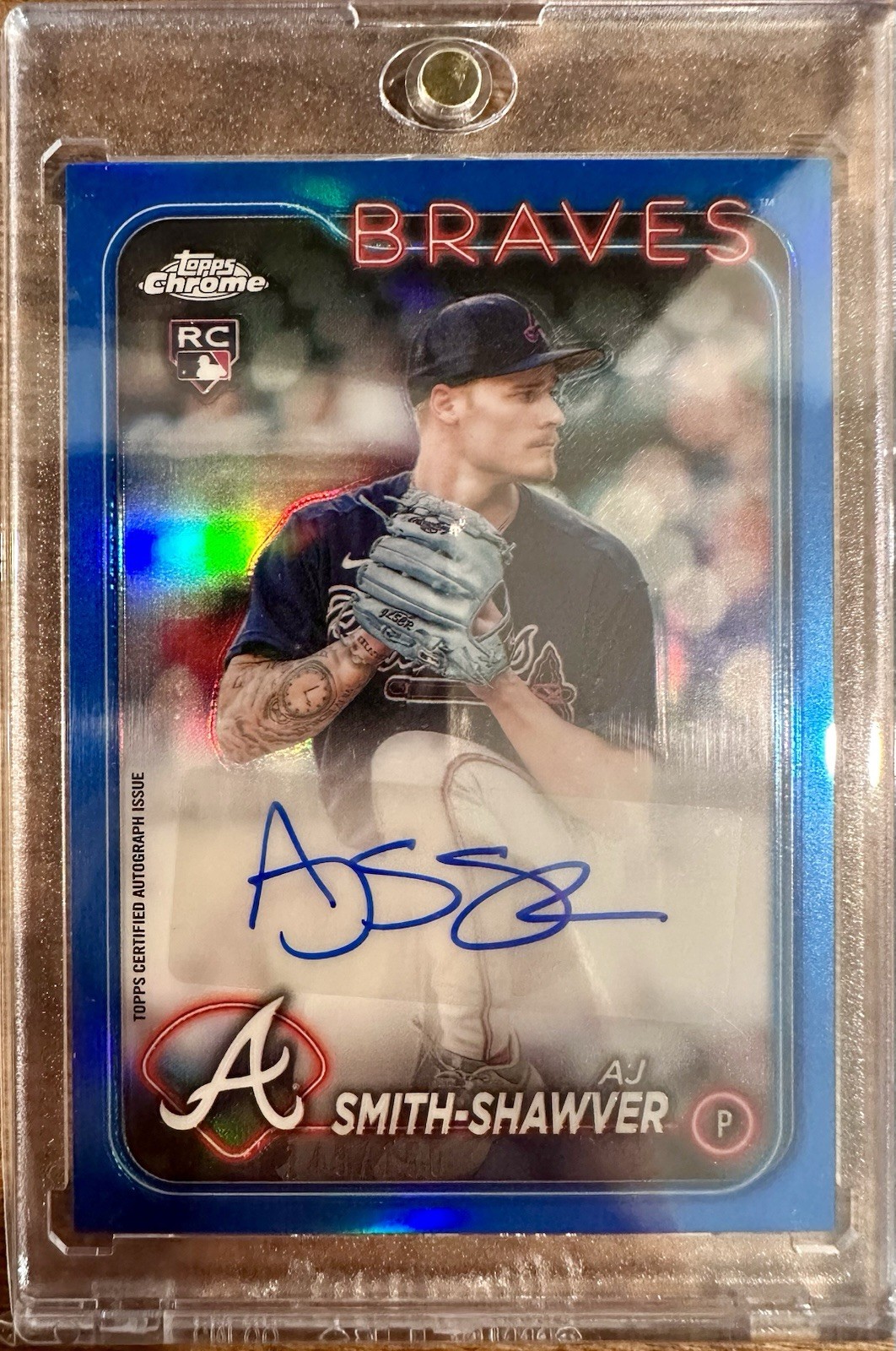 2024 Topps Chrome Update Auto True Blue  Refractor AC-AS AJ Smith-Shawver /150