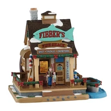 Lemax Vail Village Fibbers Fish Shack With Festive Garlands 55329