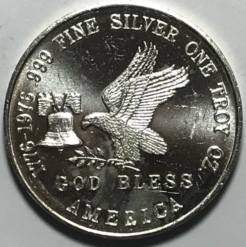 1976 Tri-State Refining God Bless America 1 Troy oz .999 Fine Silver Round