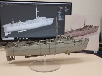 3D-printed 1/48 Scale German (E-Boat) Torpedo Boat Model,720 mm long
