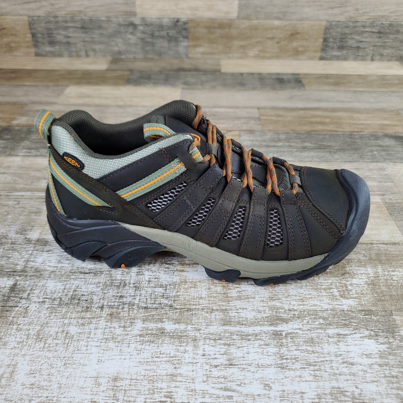 Scarpe da trekking Keen Voyageur da uomo taglia 10 5 nere in pelle stringate per escursionismo