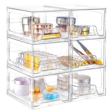 Stebopum 6 Pack Stackable Makeup Organizer, 4.4 Tall Acrylic Bathroom Makeup ...