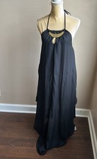 Womens Summer Dress Sz M Black Halter Maxi ST2125