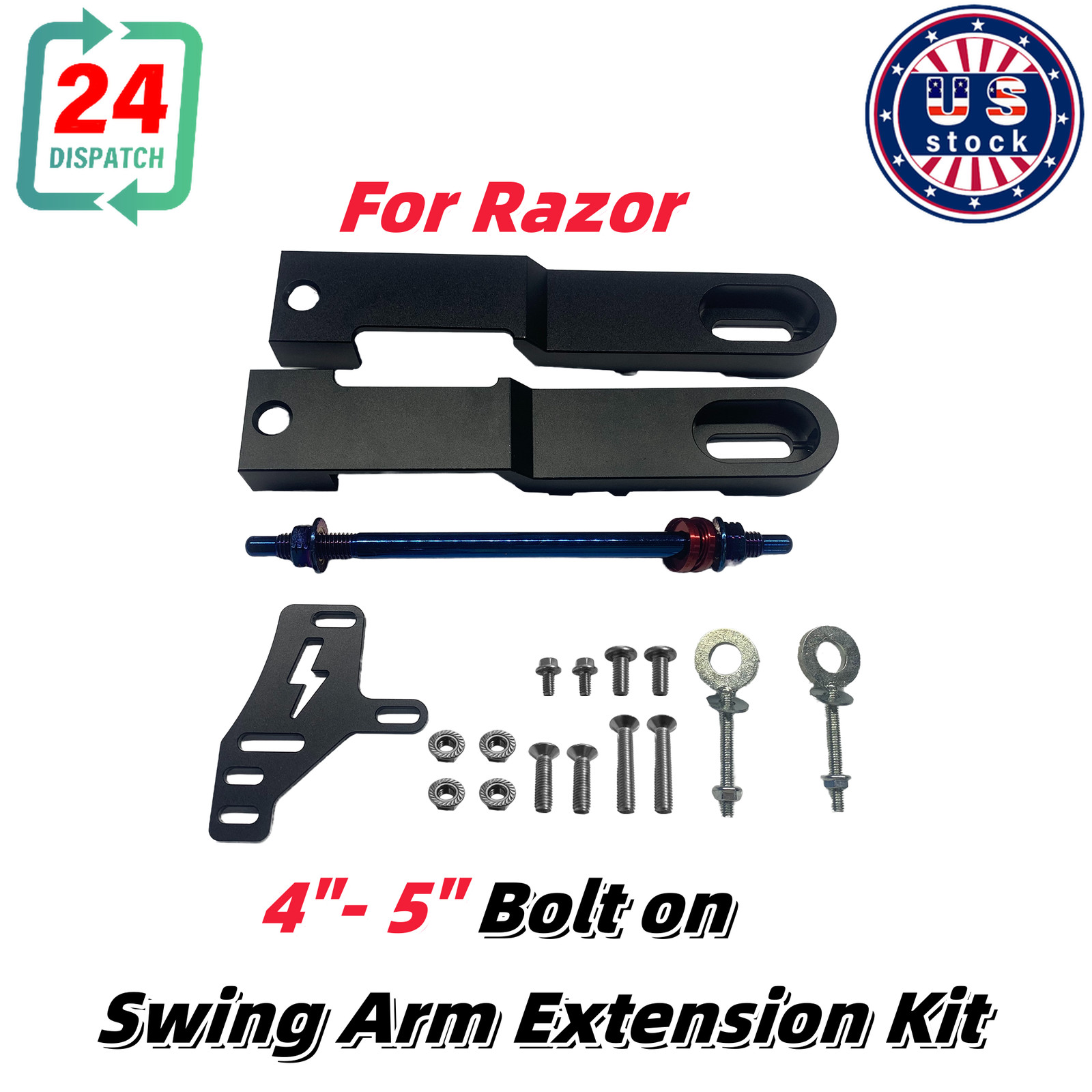  For Razor Bolt on Swing Arm Extension Kit 4"- 5" AL MX650 SX500 Mini Bikes Rear