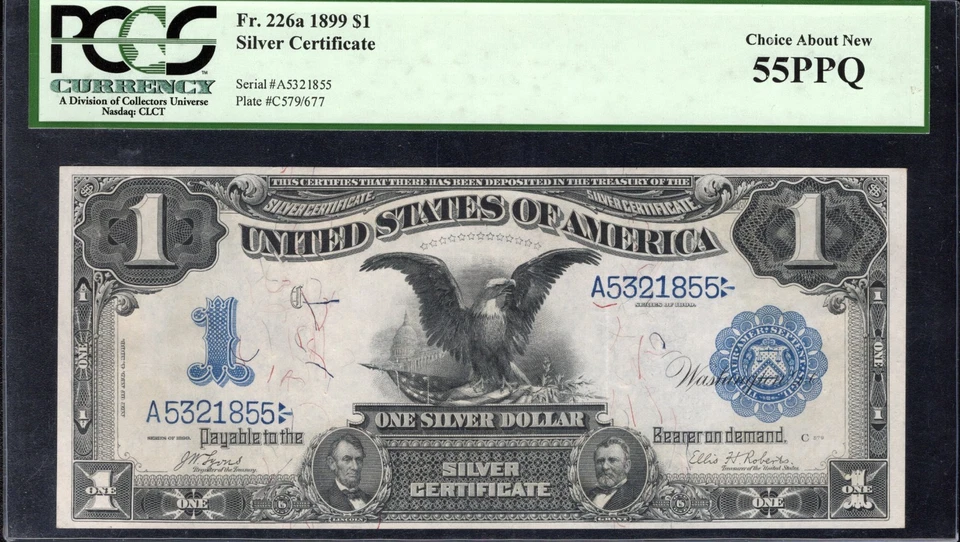 1899 $1 SILVER CERTIFICATE DATE BELOW BLACK EAGLE PCGS 55 PPQ Fr 226a 21855 - Image 2 of 3