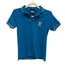 Psycho Bunny Kids Polo Shirt Size L 14-16 Teal Lime Green 100 Cotton Pre-Owned