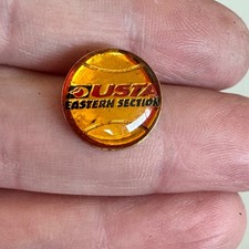 Vtg USTA Eastern Section Tennis Ball Logo Pin Amber Look Sports Enamel Badge