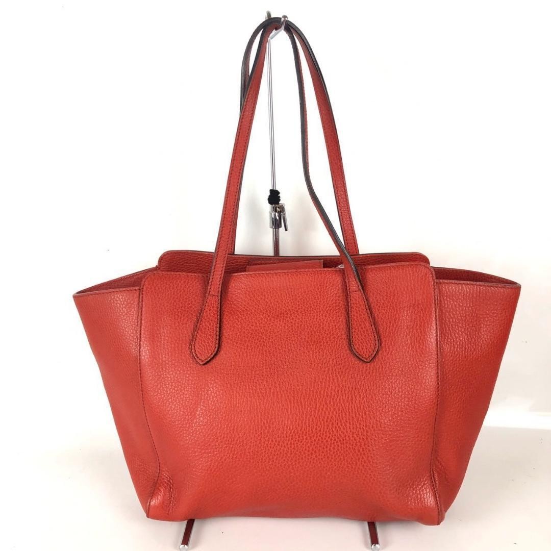 GUCCI Red Leather Swing Tote Bag Women Authentic Used thumbnail 3