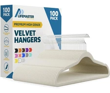 Velvet Non-Slip Hangers-100 Pieces Non-Slip Coat Hanger Set with 360° Swivel ...
