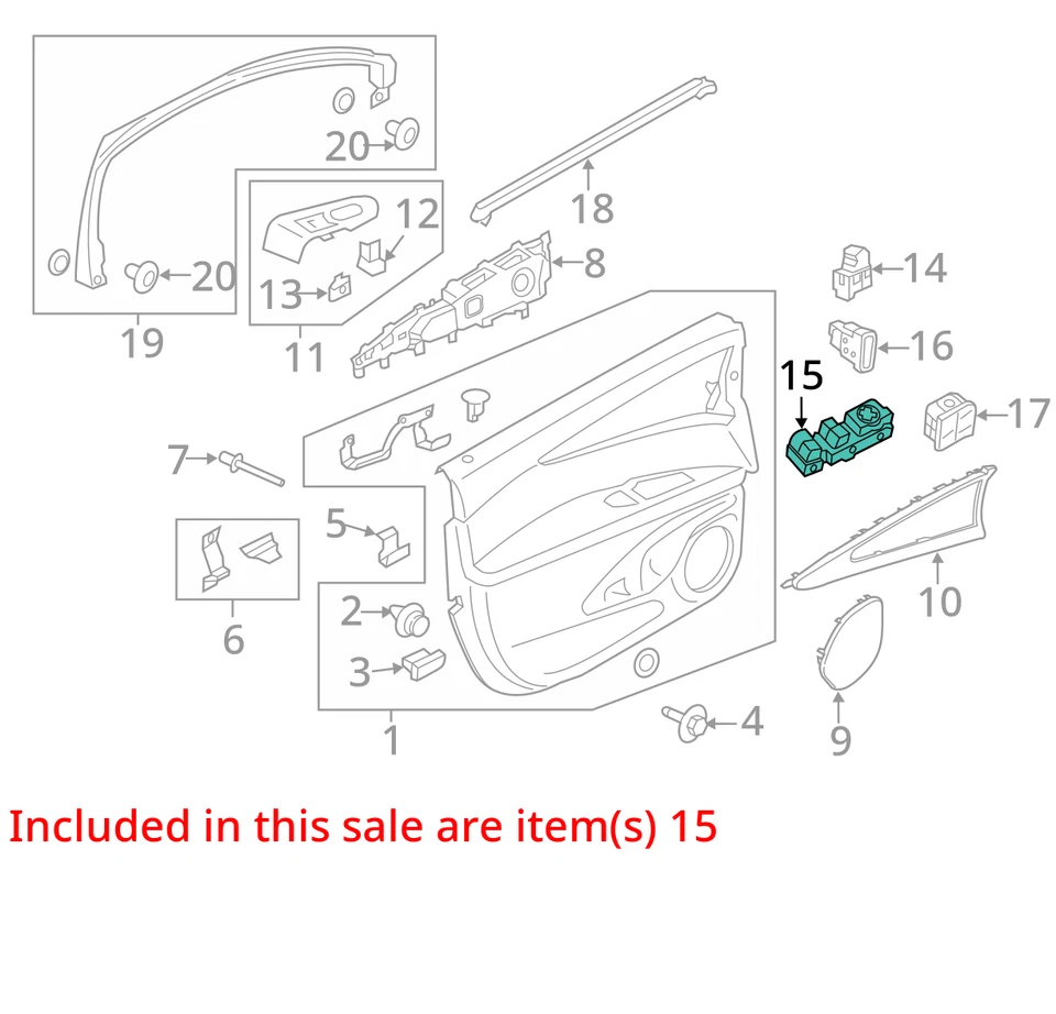 Главный выключатель стеклоподъемника левой двери для Lincoln Mkc 2015–2019 годов выпуска V79G5 - Изображение 3 из 4