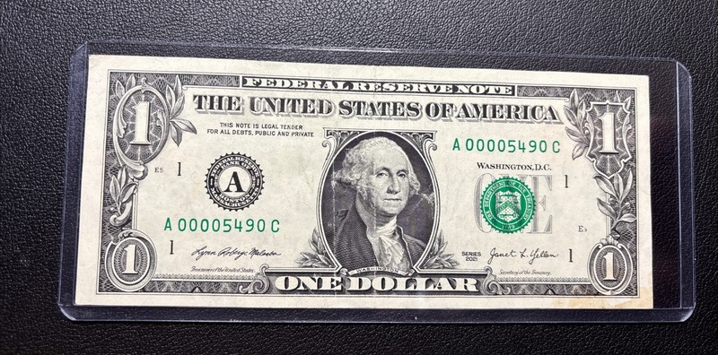 2021 $1 Dollar Bill #00005490 Very Low Numbers Bill 💵