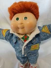 Vintage Cabbage Patch Kids 1989 Red Head/Hair Green Eyes Denim Outfit Boy Doll