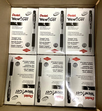 72x Pentel WOW Retractable Gel Pen Medium 0.7mm K437-A Black Ink - SIX DOZEN