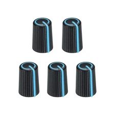 Potentiometer Control Knob ABS Guitar Knob 270 Degrees D Type Black Blue 5PCS