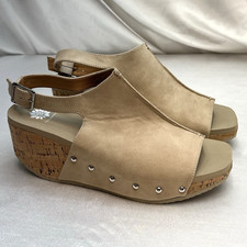 Yellow Box Women's Ivory Capella Wedge Sandals Stud Details Square Toe Size 10 M