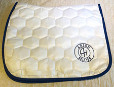 NEW Arion Sellier White Quilted Dressage Saddle Pad with Navy Trim FULL