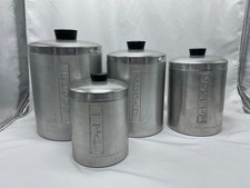 Vintage 1950s STEELMASTERS Aluminum Canister Set of 4 - Made In Italy
