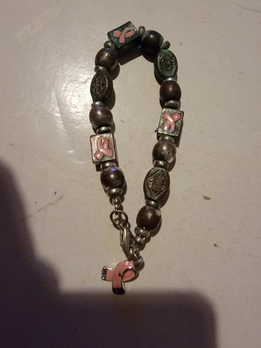 Breast Cancer Awareness Charm Bracelet Silver Tone Suster Mother Daughter - Picture 6 of 9