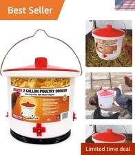 Durable 2 Gallon Heated Poultry Waterer - Automatic  Drip-Free for 15 Chickens