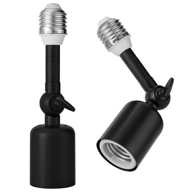 2-Pack Heavy Duty Light Socket Extender, 360° Adjustable E26/E27 Extension Adapt