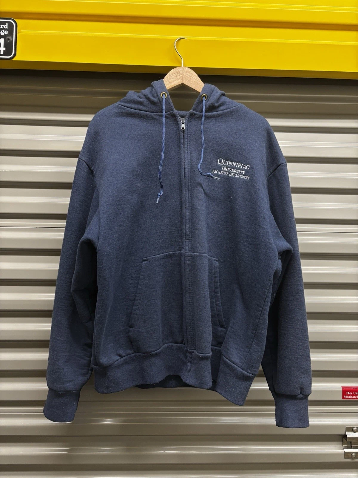 Vintage 90s Camber Navy Blue L Thermal Lined Zip Up Hoodie Quinnipiac University