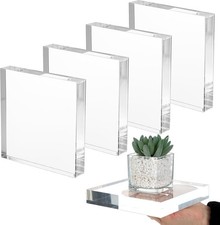 4 PCS Acrylic Display Blocks 6 x 6 x 1 Inches Clear Polished Acrylic Cube Riser