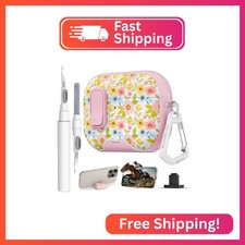 for AirPods Pro 3 Case with Lock  Phone Stand,Cute Floral Pattern Style
