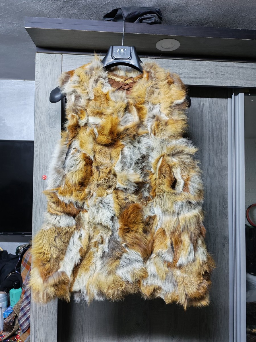 Vintage Luxury Real genuine Fire Platinum Gold Fox fur Vest