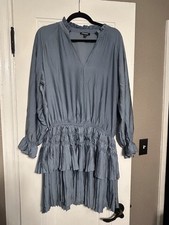 Women's Express Blue Ruffled Long Sleeved Dress Size Large