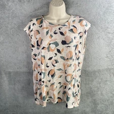 Rachel Zoe Top Small Linen Floral Print Button Back Boho Chic Cottage Casual