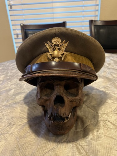 1930s / WW2 era British made US Army officers Visor Hat w J.R. Gaunt cap badge