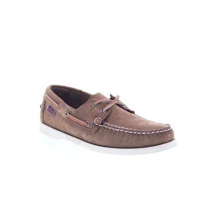 Sebago Docksides Portland Nubuck chaussures bateau pour hommes en suede brown - Photo 1/4