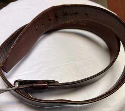 Men's Dante Brown Glove Leather Belt 40  Long 1.5  Wide Silver Tone Hardware Sia