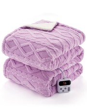 Sherpa Heated Blanket Throw/Queen/King   Quick Warm, 10 Heat Levels, ETL Safe