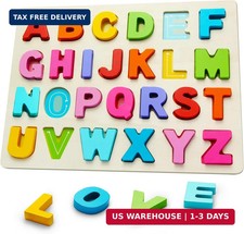 Wooden Puzzles for Toddlers, ABC Alphabet Puzzle, Learning Toys, Preschool Learn