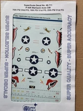 SUPER SCALE 1/48 P-40K WARHAWK ACES CBI DECALS 48-711
