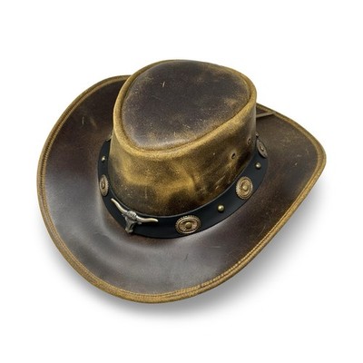 Lederhut Western Cowboy   Outdoor Hut Reiten, Wandern & Abenteuer Burnt Oak