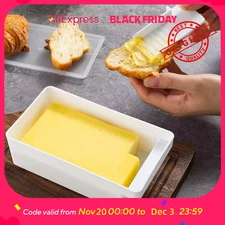 Butter Keeper with Measuring Cutter - Cheese Storage Container for Refrigerator,