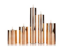 ELAMBIA 5 LED-Kerzen Hochglanz-Optik Flamme Luma, Timer Höhe 12,5cm - 28,5cm