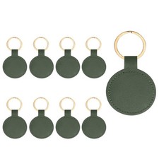 9pcs Leather Keychain,50mm Sublimation Keychain Blanks,Round,Dark Green