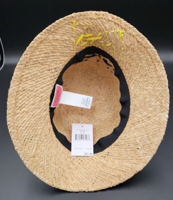 NWT Kate Spade Straw hat Cloche Lemon Zest Embroidered