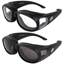 2 Pairs Birdz Swallow Foam Padded Motorcycle Riding Glasses Black Frame