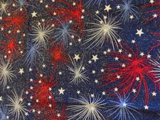 !00% Cotton,Celebrate! Fireworks Red,White,Blue & Stars Fabric 42"w x 2 yds NEW!